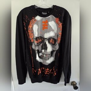 NWT Maceoo Black Crewneck Skull Graphic Sz Medium